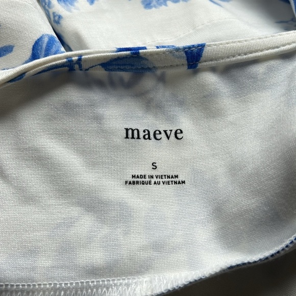 Anthropologie Maeve Square Neck Peplum Tank Top Blue White Pattern Sz S NEW - Picture 7 of 13